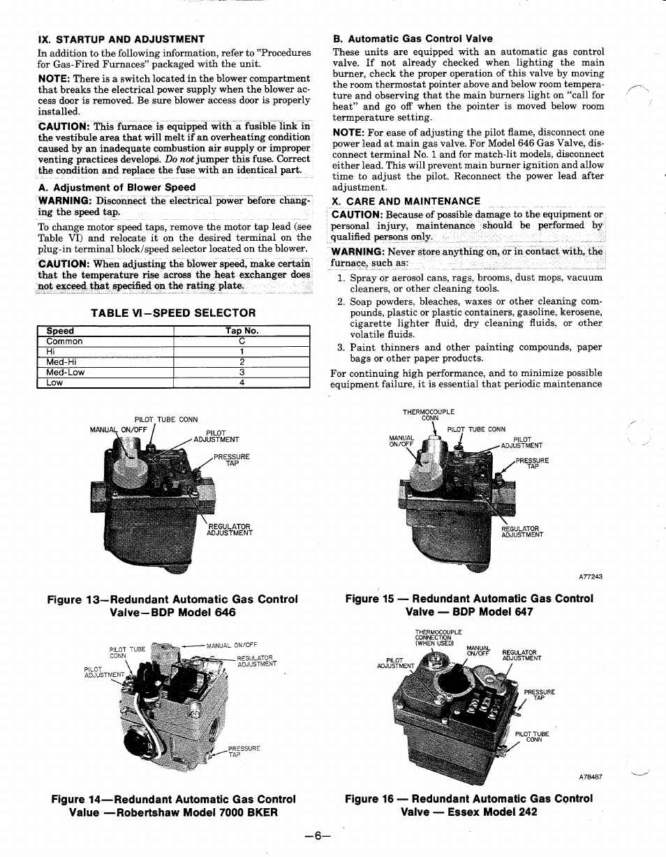 Table vi-speed selector, Common c hi 1 med-hi 2 med-low 3 low 4 | Bryant 396G User Manual | Page 6 / 8