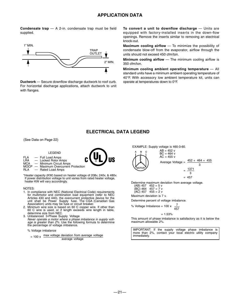 Application data, Electrical data legend | Bryant 601A User Manual | Page 21 / 28