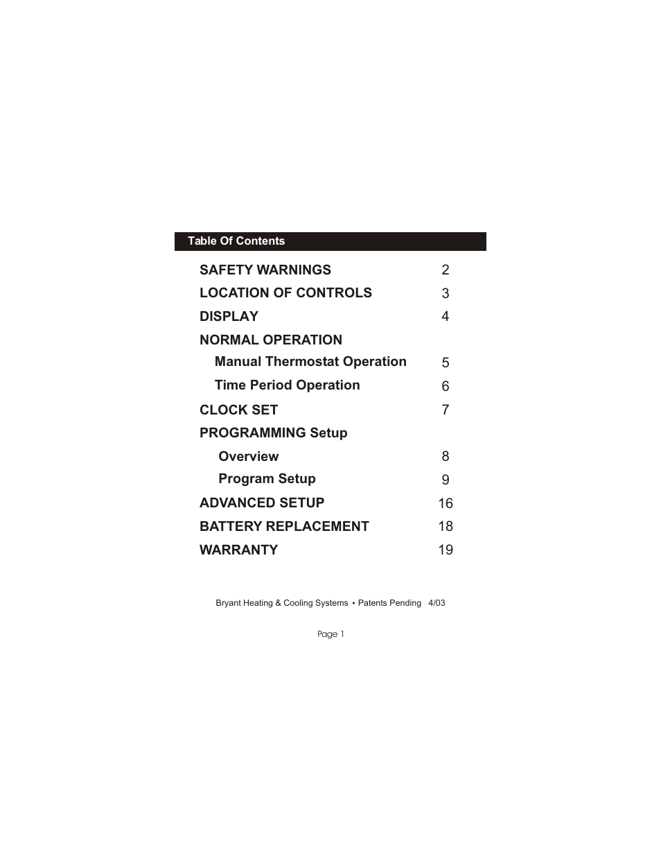 Bryant Programmable Digital TSTATBBPQ501 User Manual | Page 2 / 21