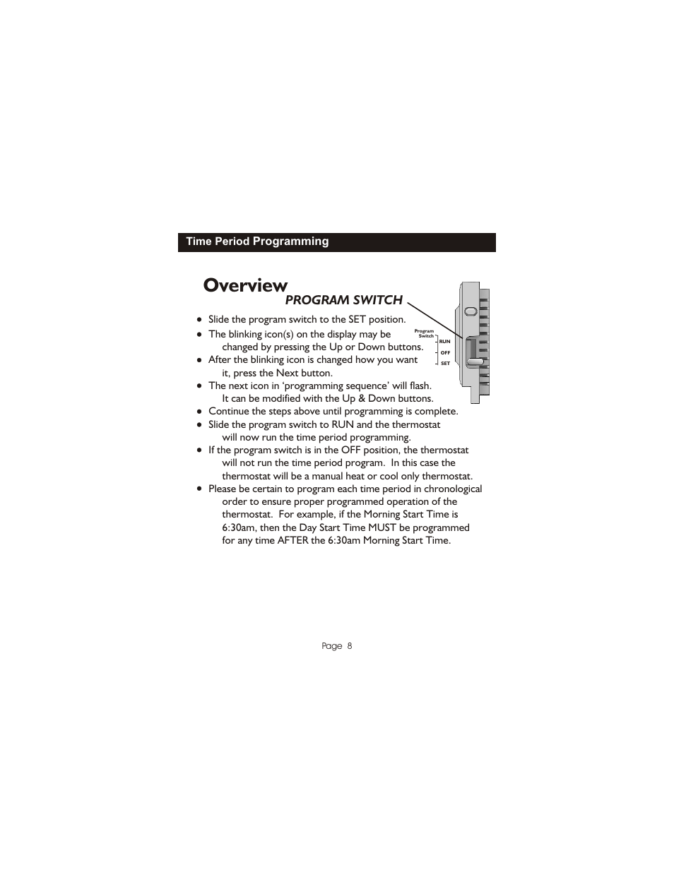 Overview, Program switch | Bryant Programmable Digital TSTATBBPQ501 User Manual | Page 9 / 21