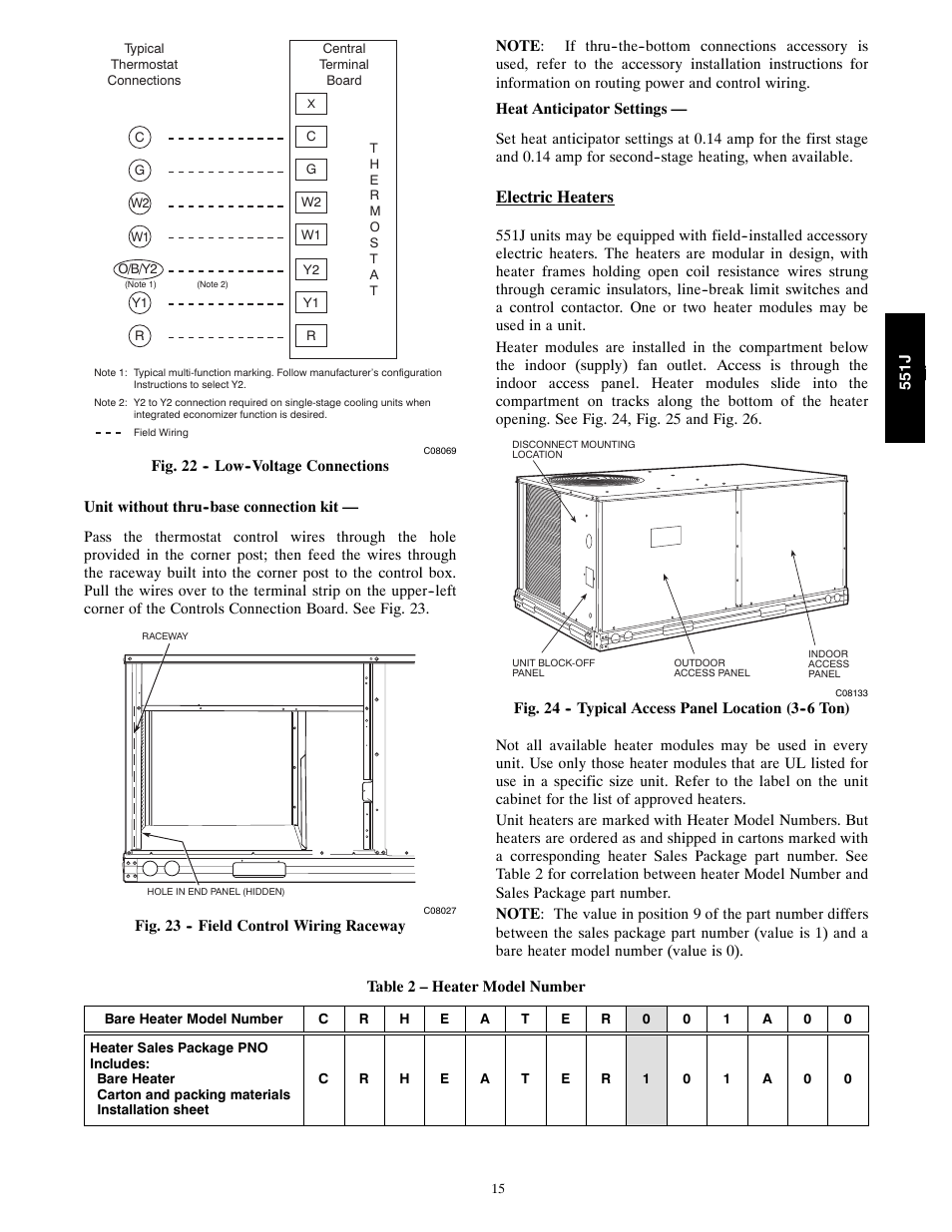 Electric heaters | Bryant 551J User Manual | Page 15 / 36