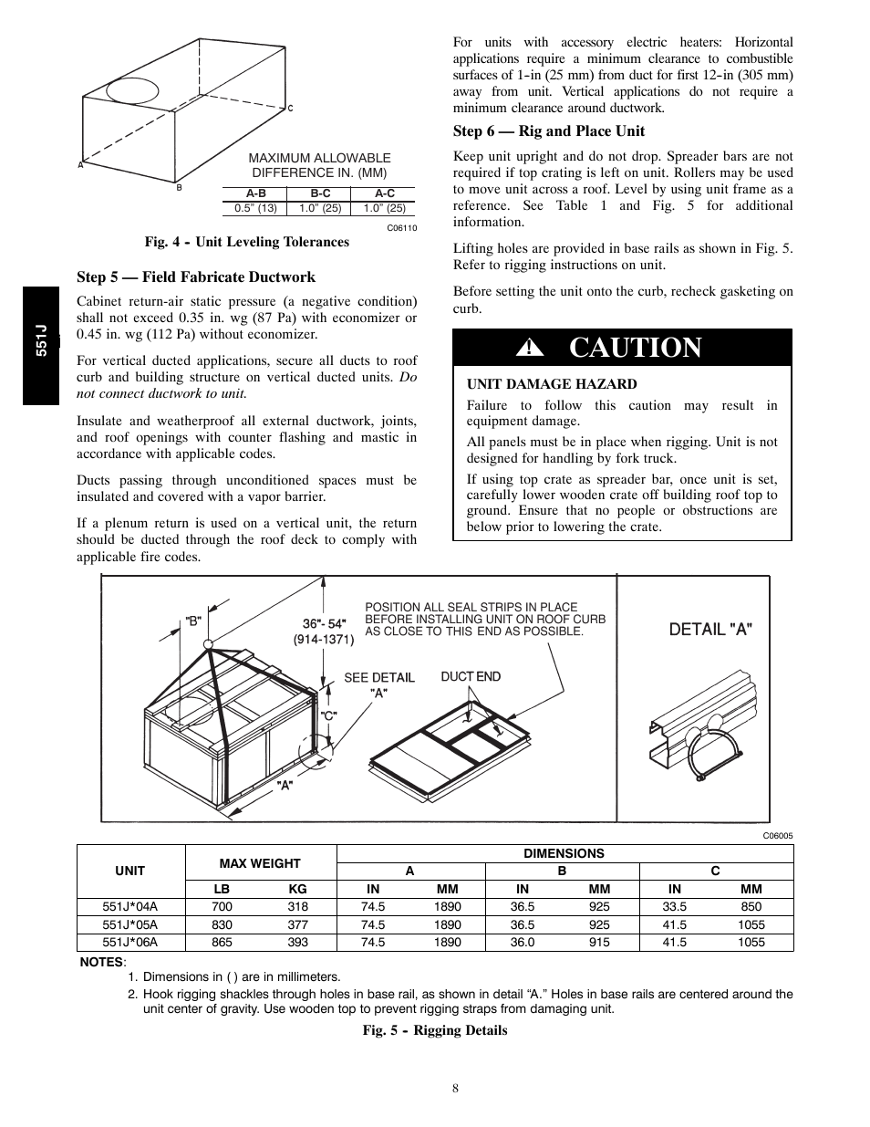 Caution | Bryant 551J User Manual | Page 8 / 36