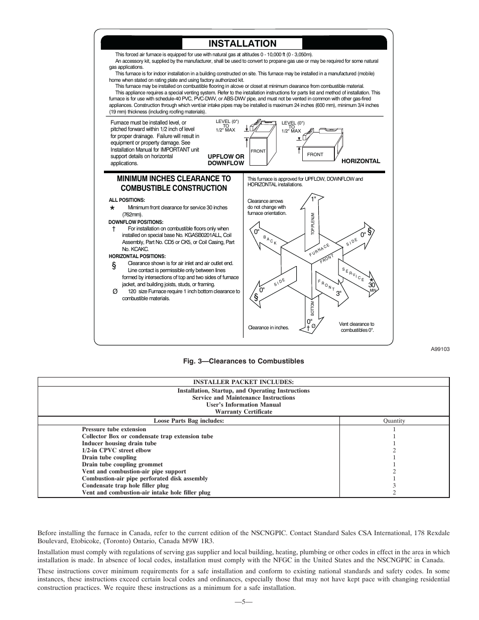 Installation | Bryant Deluxe 4 WAy Gas Furnase 355MAV User Manual | Page 5 / 60