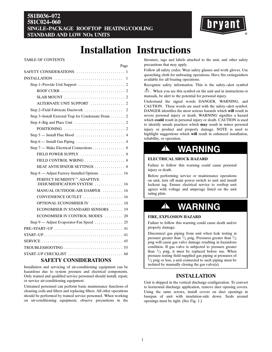 Bryant 581C024--060 User Manual | 60 pages