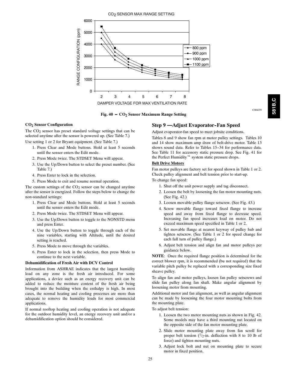 Step 9 - adjust evaporator-fan speed, Step 9 —adjust evaporator--fan speed | Bryant 581C024--060 User Manual | Page 25 / 60
