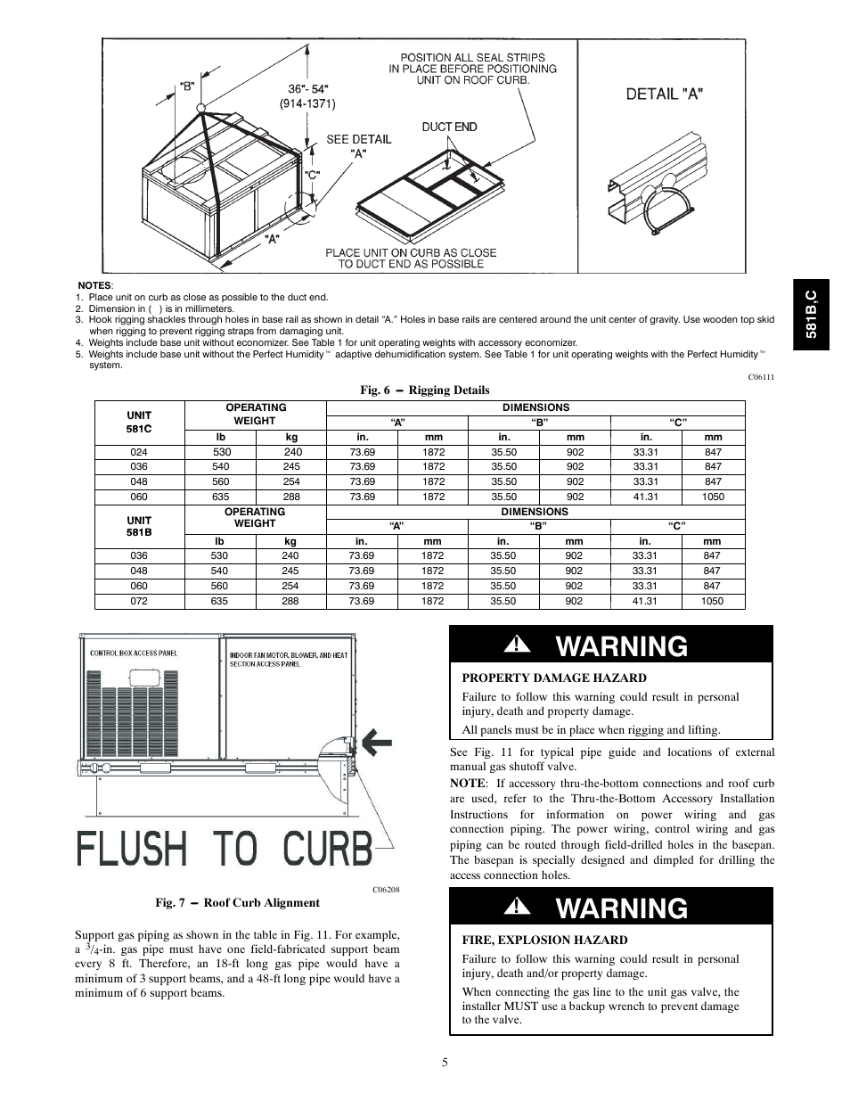 Warning | Bryant 581C024--060 User Manual | Page 5 / 60