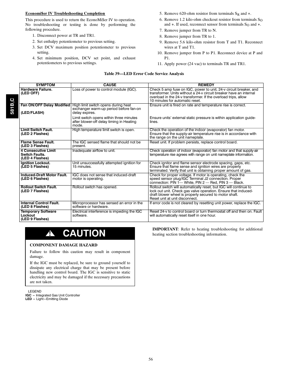 Caution | Bryant 581C024--060 User Manual | Page 56 / 60
