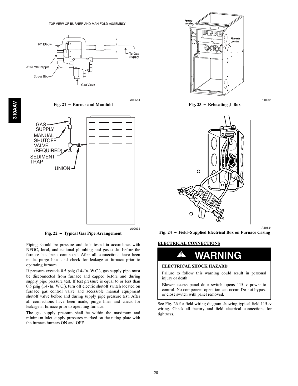 Warning | Bryant Series E/F 310AAV User Manual | Page 20 / 52