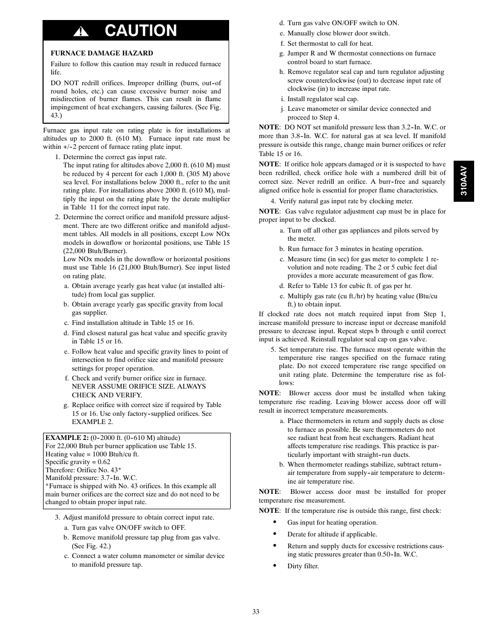 Caution | Bryant Series E/F 310AAV User Manual | Page 33 / 52