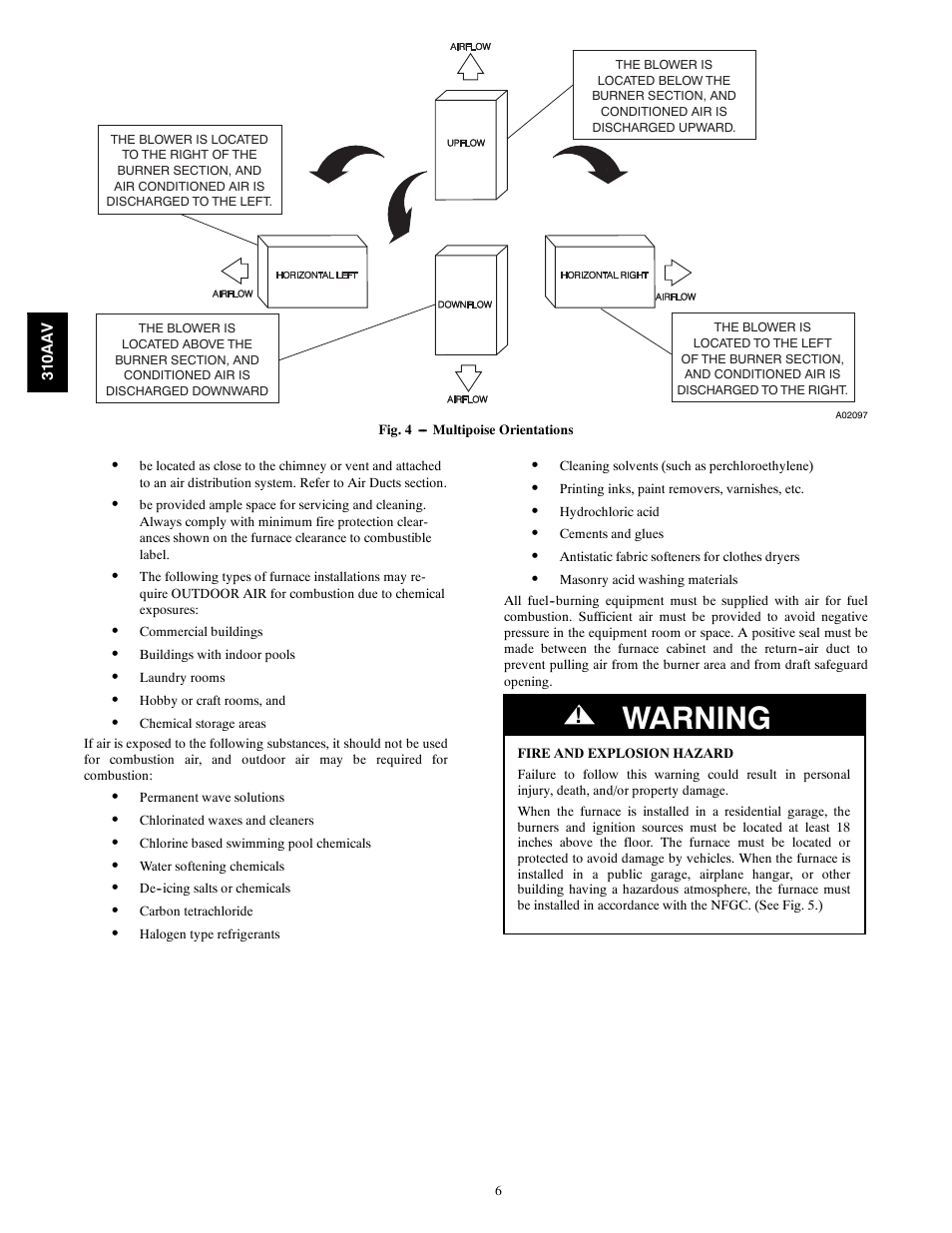 Warning | Bryant Series E/F 310AAV User Manual | Page 6 / 52