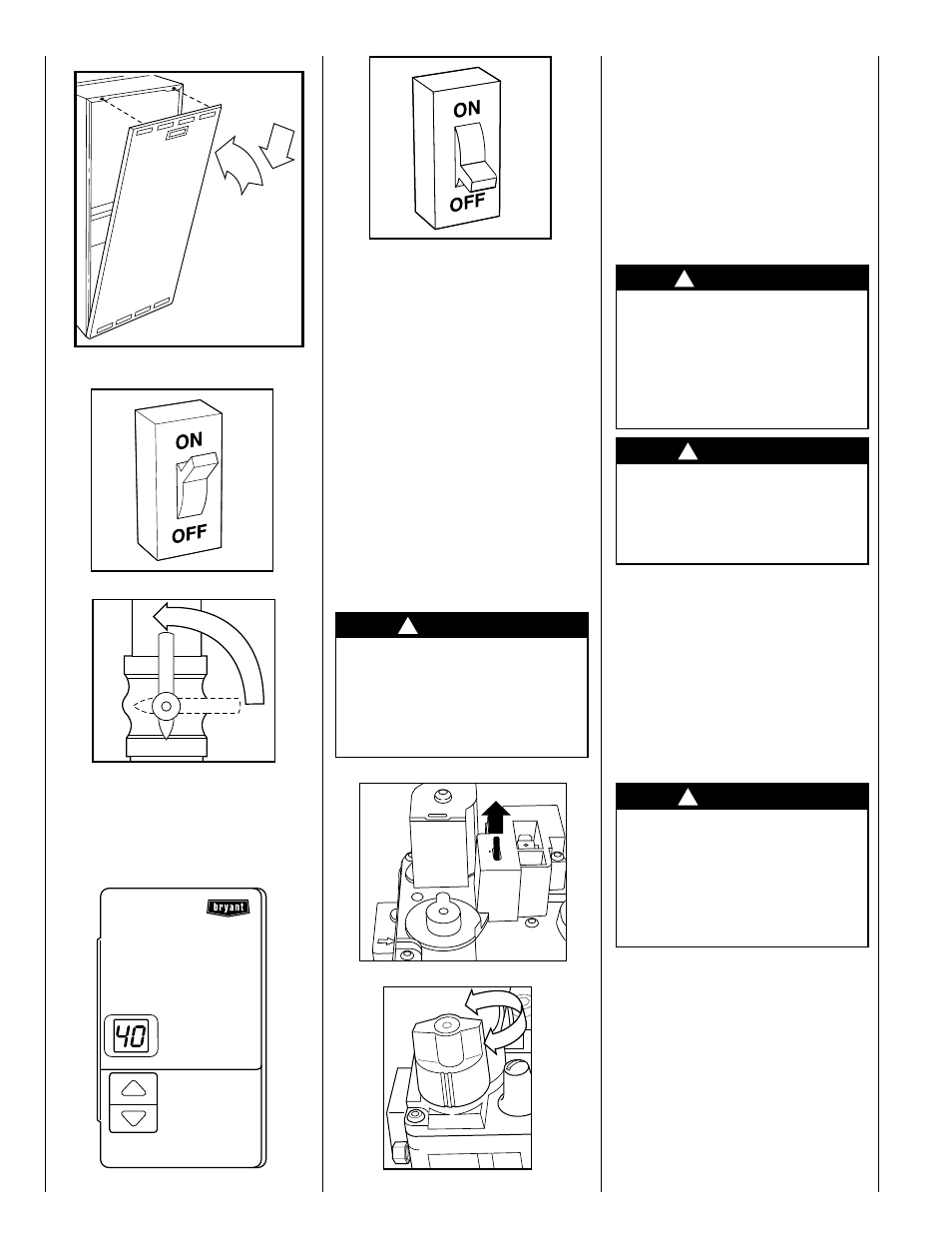 Shutting down your furnace, Performing routine maintenance, Filtering out trouble | Caution, Warning | Bryant Condensing Gas 345MAV User Manual | Page 6 / 12