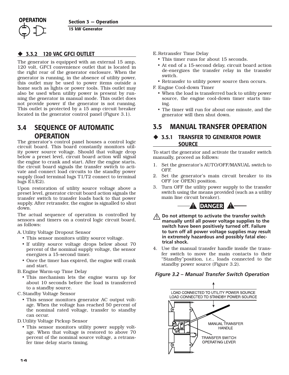 4 sequence of automatic operation, 5 manual transfer operation | Bryant ASPAX1BBA015 User Manual | Page 16 / 44