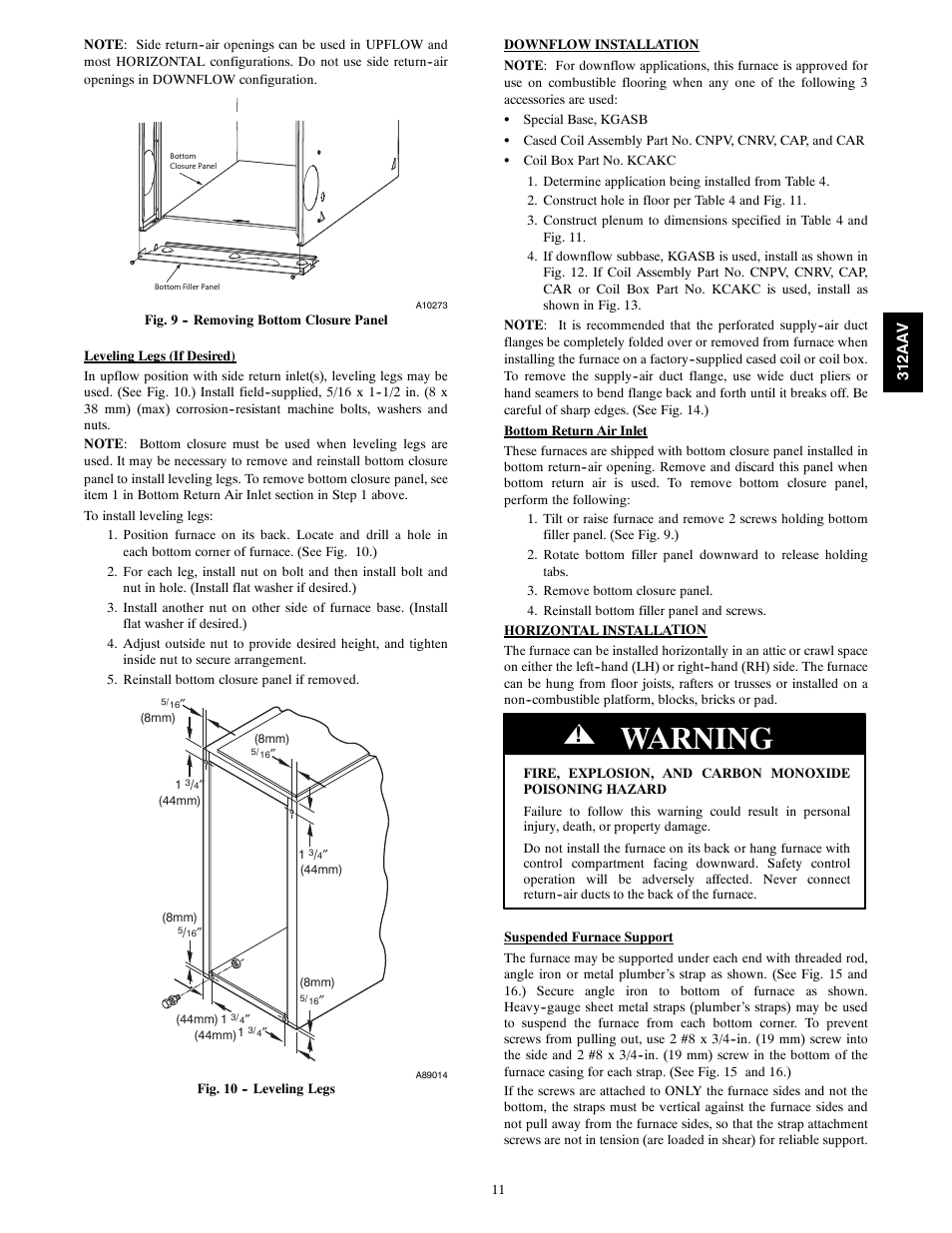 Warning | Bryant 312AAV/JAV User Manual | Page 11 / 56