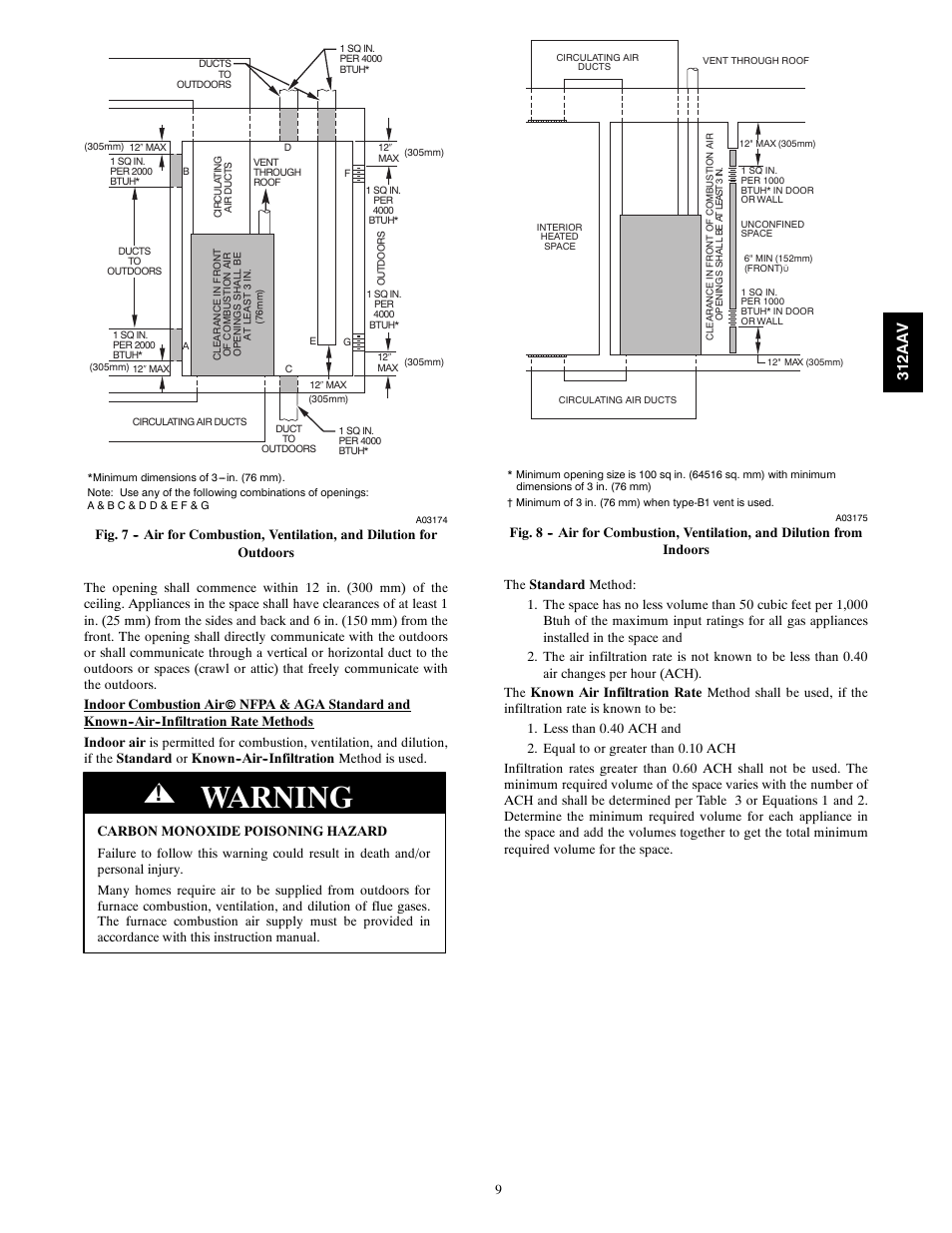 Warning, 312aa v | Bryant 312AAV/JAV User Manual | Page 9 / 56