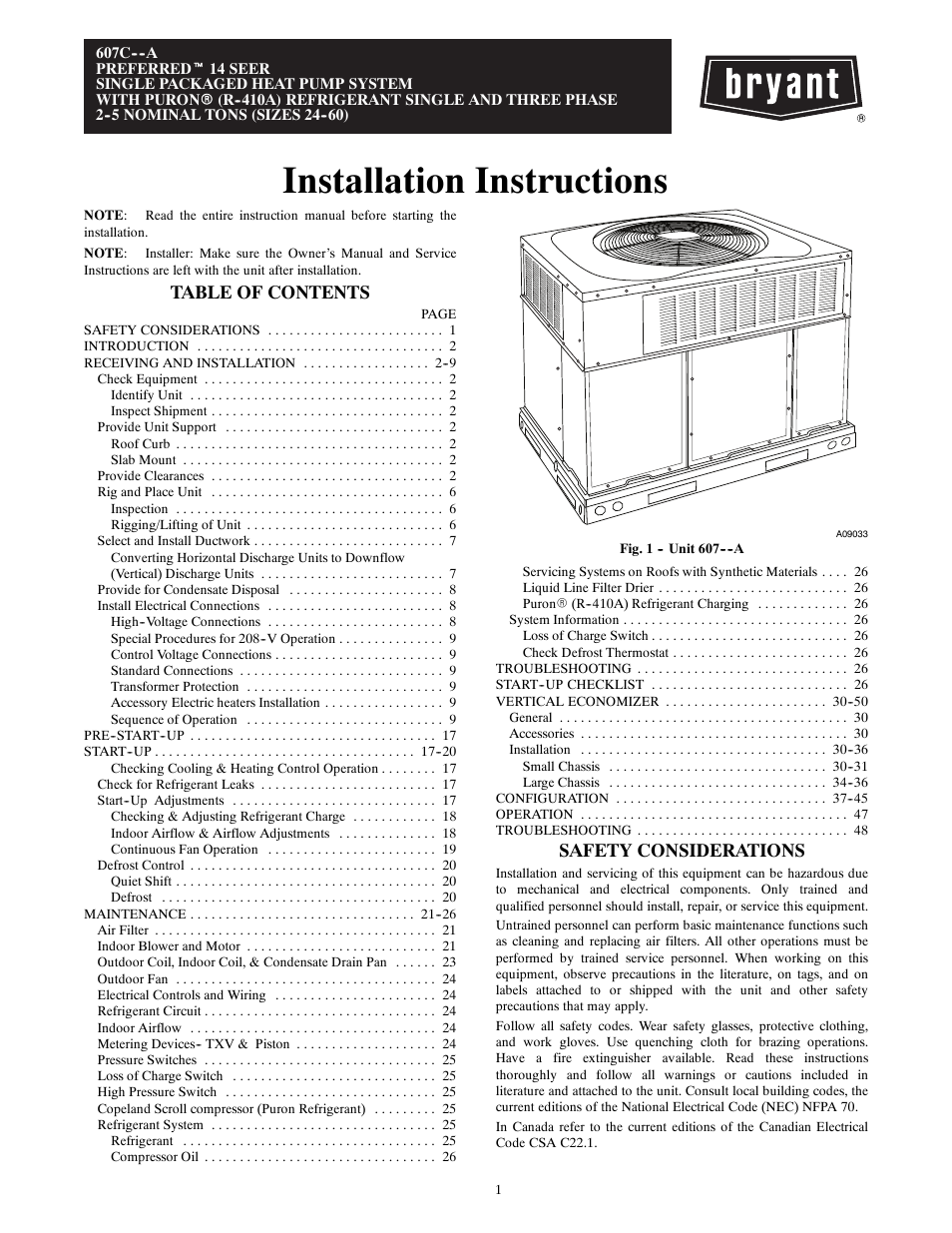 Bryant 607C-A User Manual | 50 pages