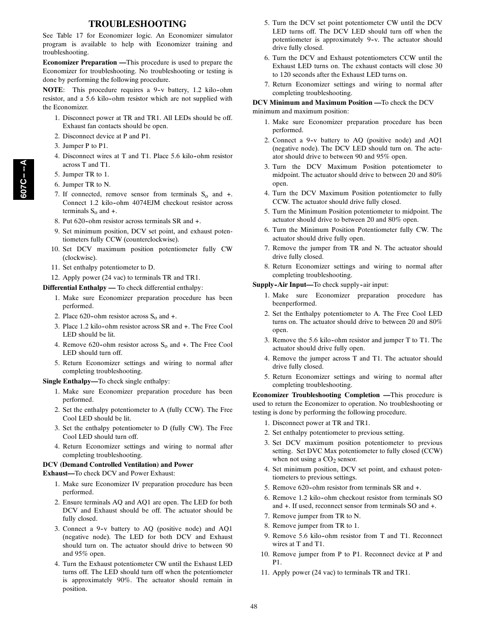 Troubleshooting | Bryant 607C-A User Manual | Page 48 / 50