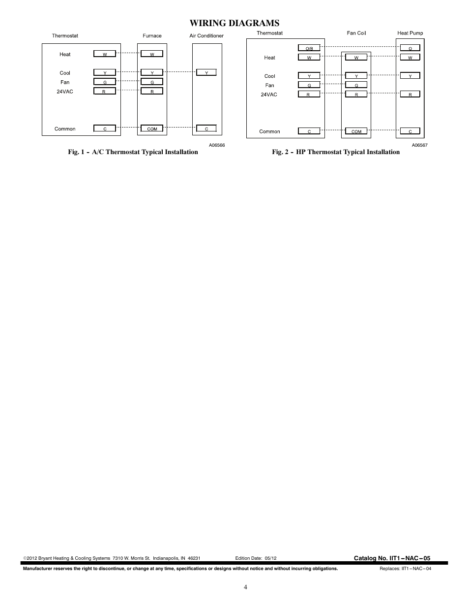 Wiring diagrams | Bryant Legecy Line-RNC Non-Programmable T1-NAC User Manual | Page 4 / 8