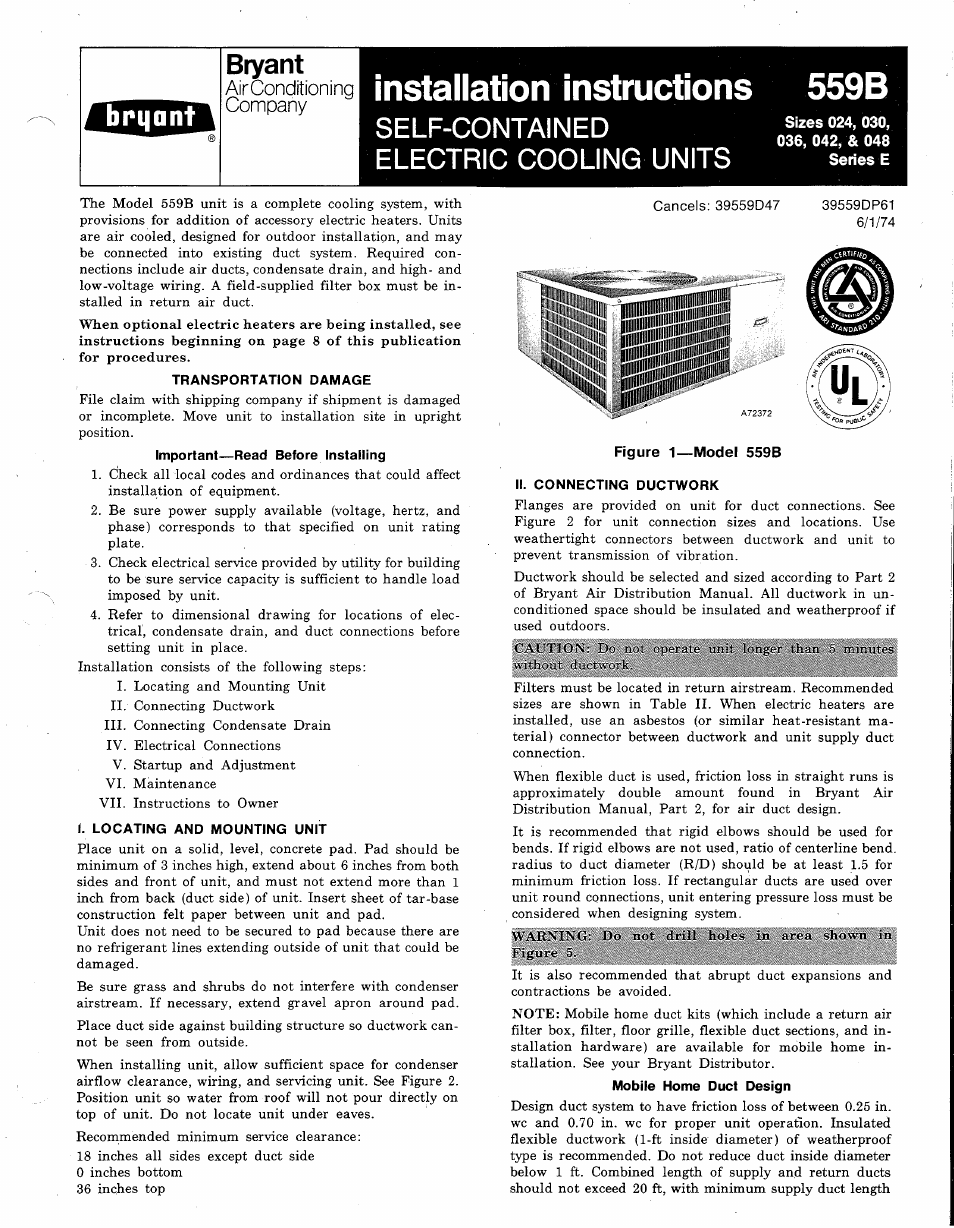 Bryant 559B User Manual | 12 pages