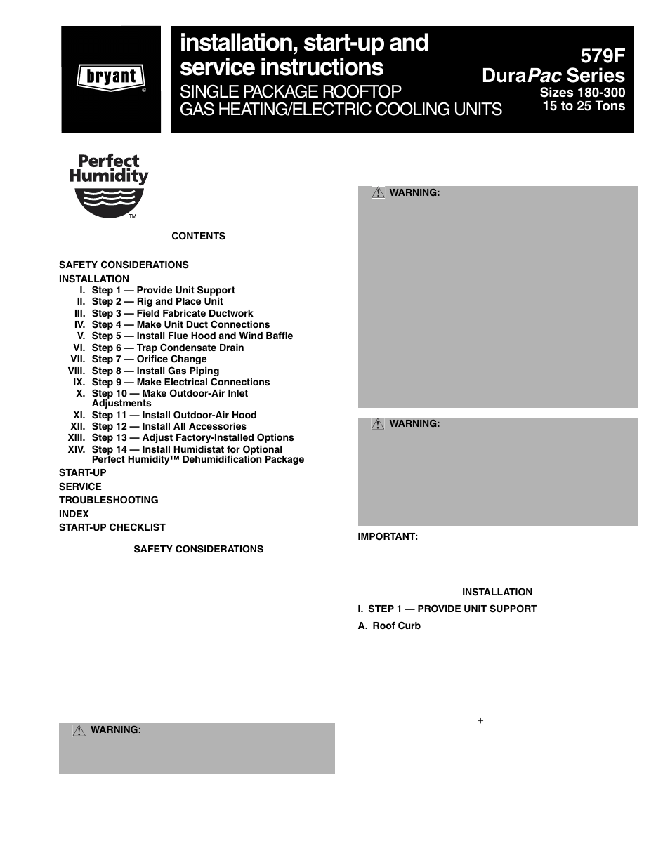 Bryant DURAPAC 579F User Manual | 48 pages