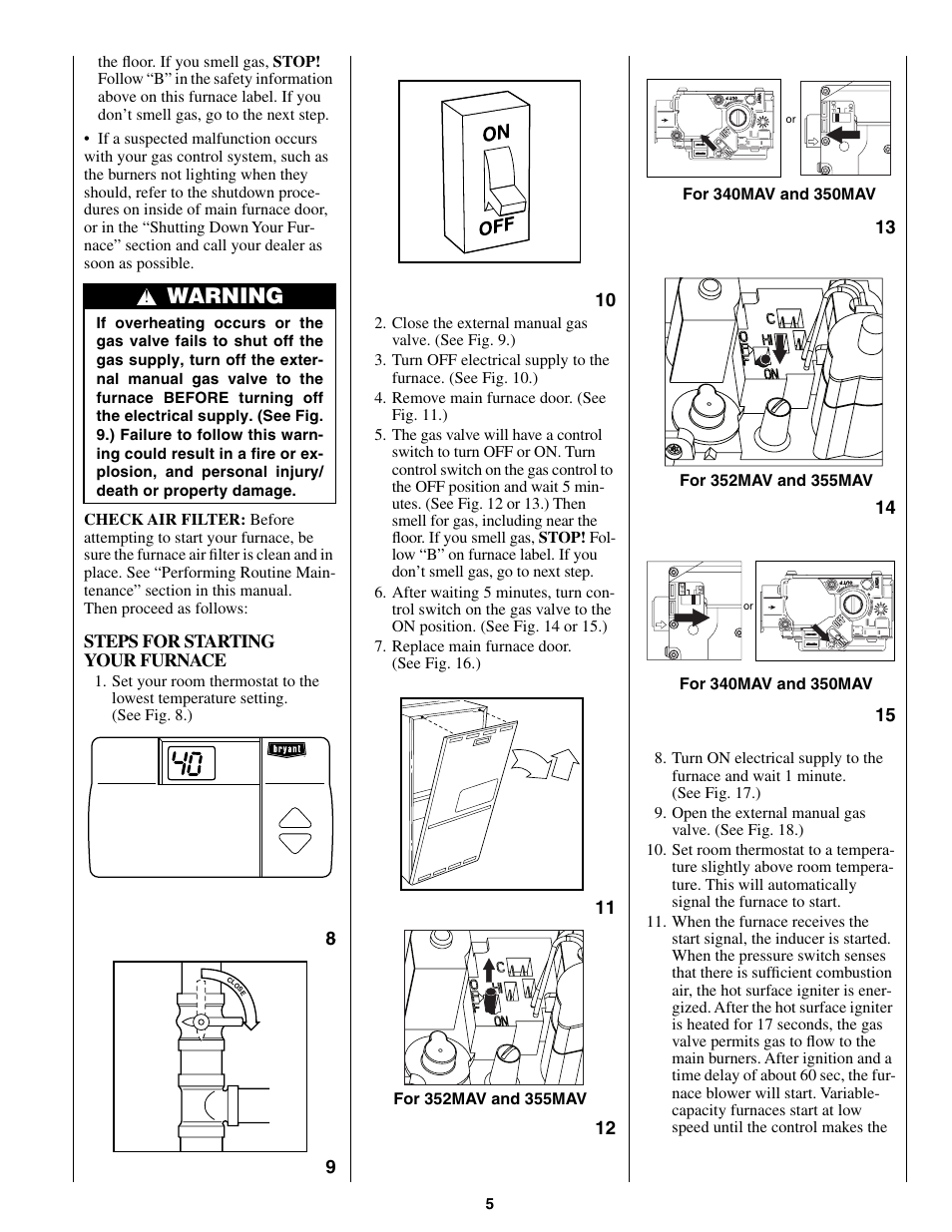 Warning | Bryant 340MAV User Manual | Page 5 / 12