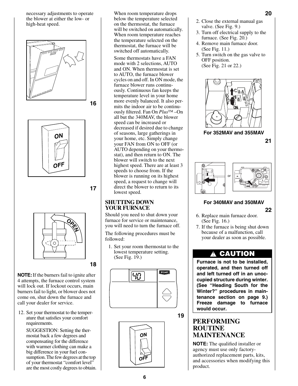 Performing routine maintenance, Caution | Bryant 340MAV User Manual | Page 6 / 12