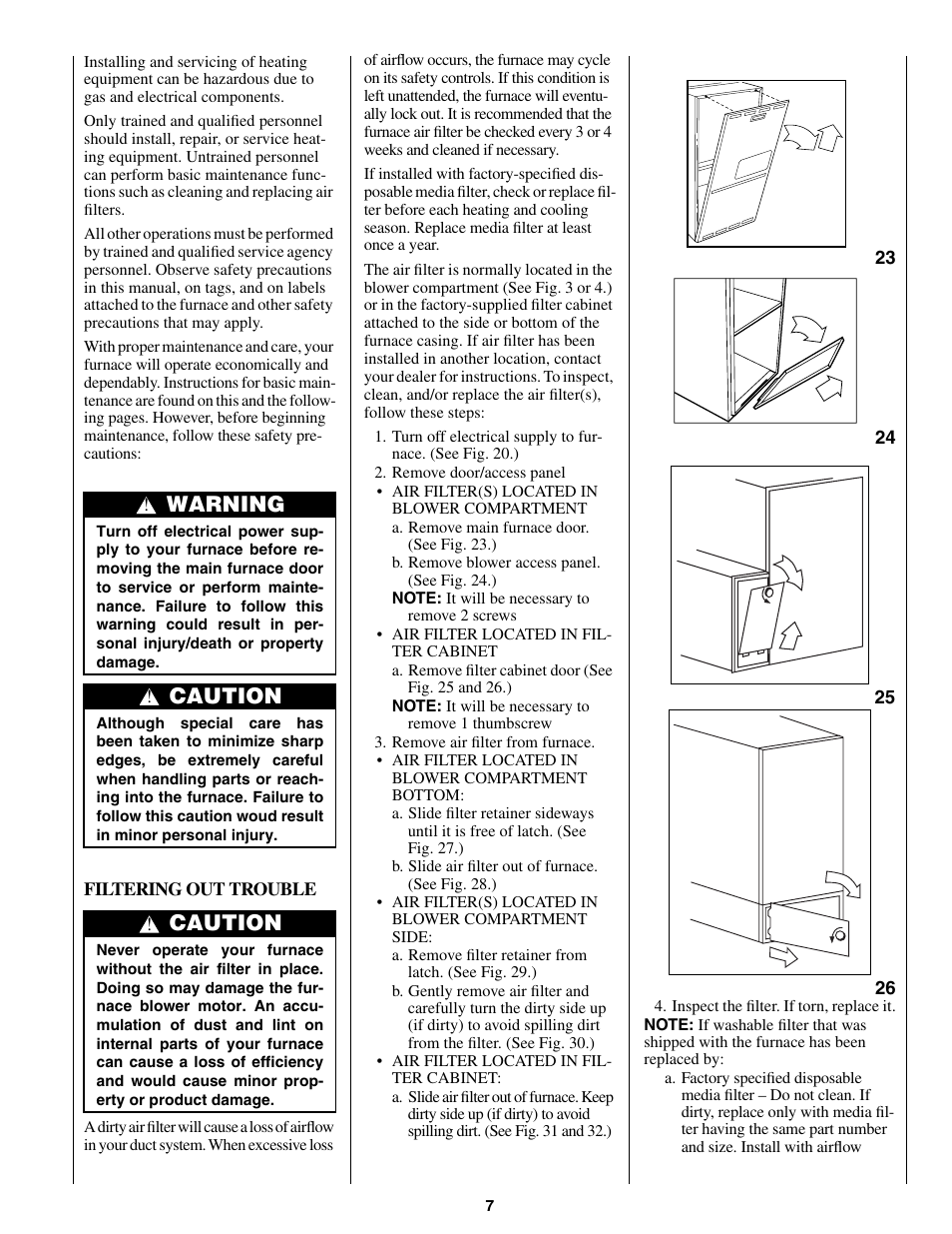 Warning, Caution | Bryant 340MAV User Manual | Page 7 / 12
