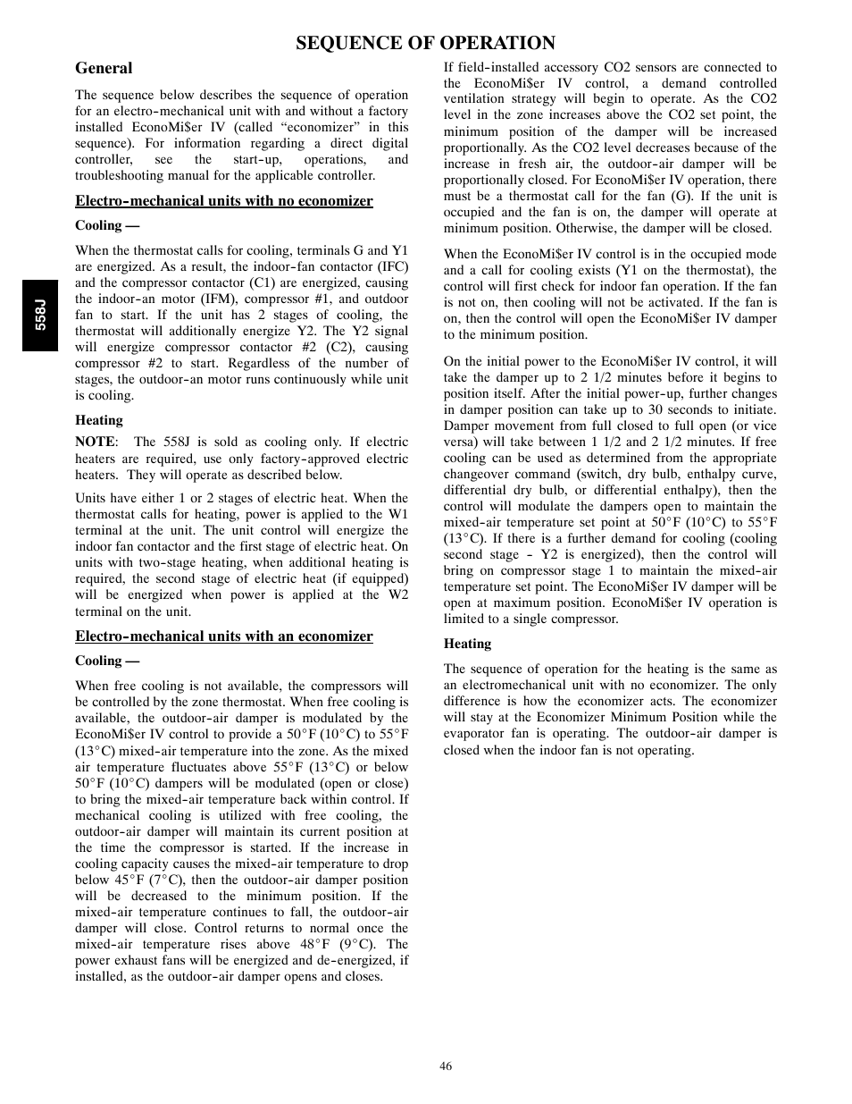 Sequence of operation | Bryant LEGACY 558J User Manual | Page 46 / 55