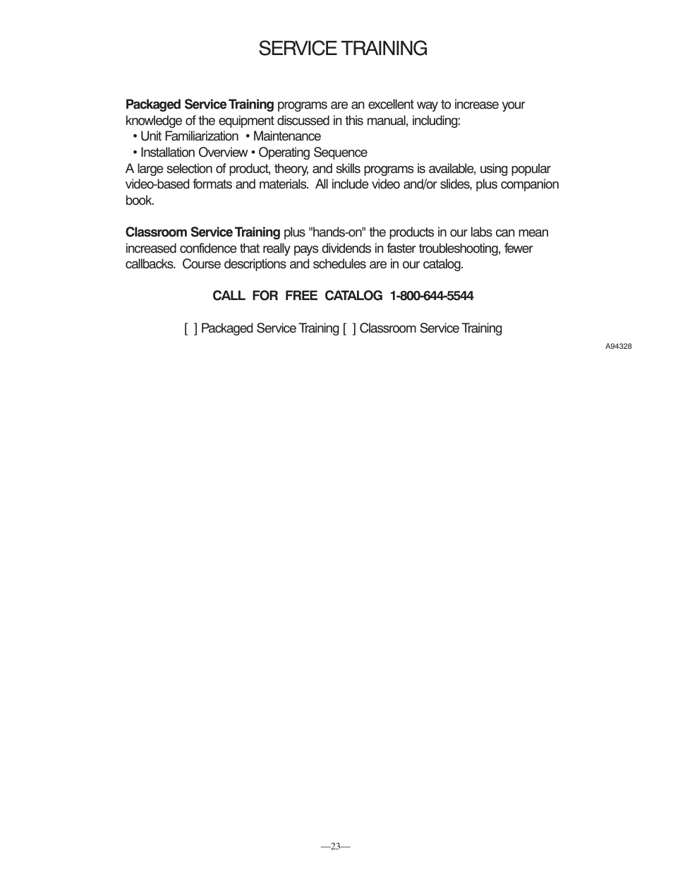 Service training | Bryant GAMA 331JAV User Manual | Page 23 / 24