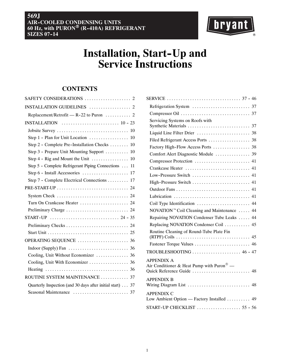 Bryant 569J User Manual | 56 pages