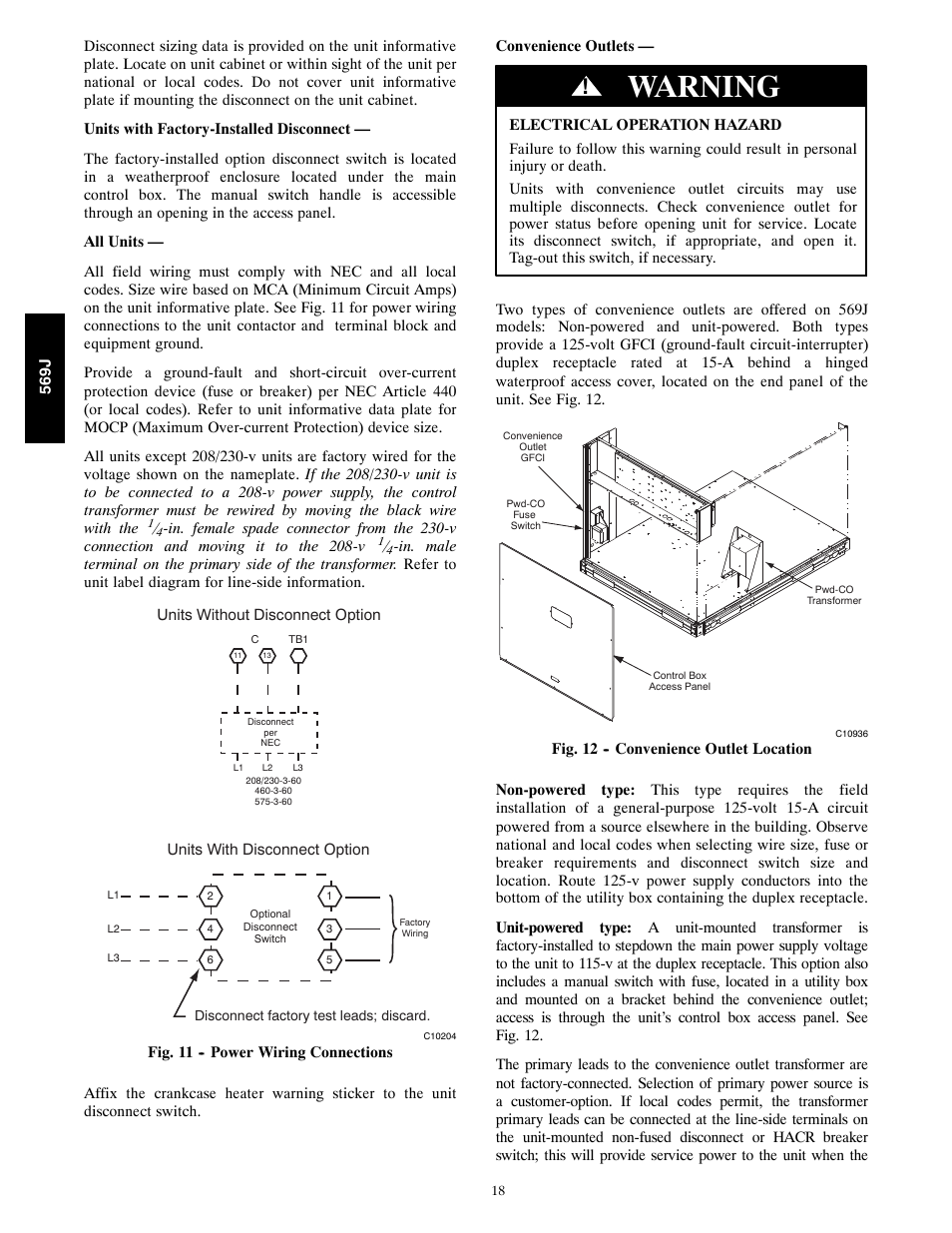 Warning | Bryant 569J User Manual | Page 18 / 56