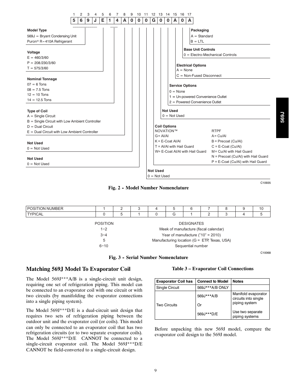 Matching 569j model to evaporator coil | Bryant 569J User Manual | Page 9 / 56