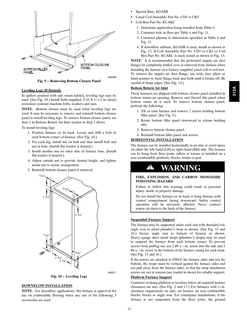 Warning | Bryant 2-stage Deluxe Induced-Combustion 4-way Multipurpose 120 User Manual | Page 11 / 58