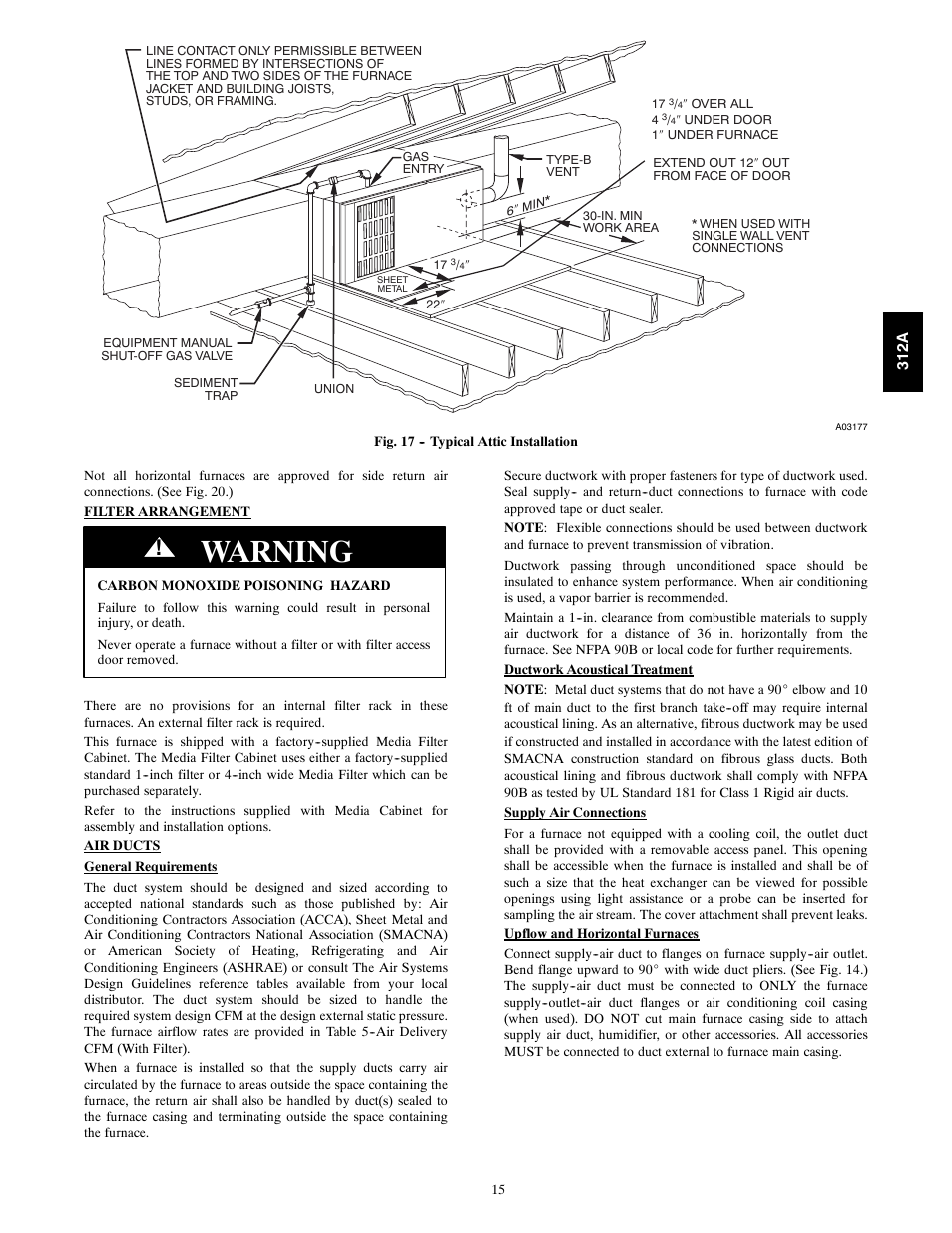 Warning | Bryant 2-stage Deluxe Induced-Combustion 4-way Multipurpose 120 User Manual | Page 15 / 58