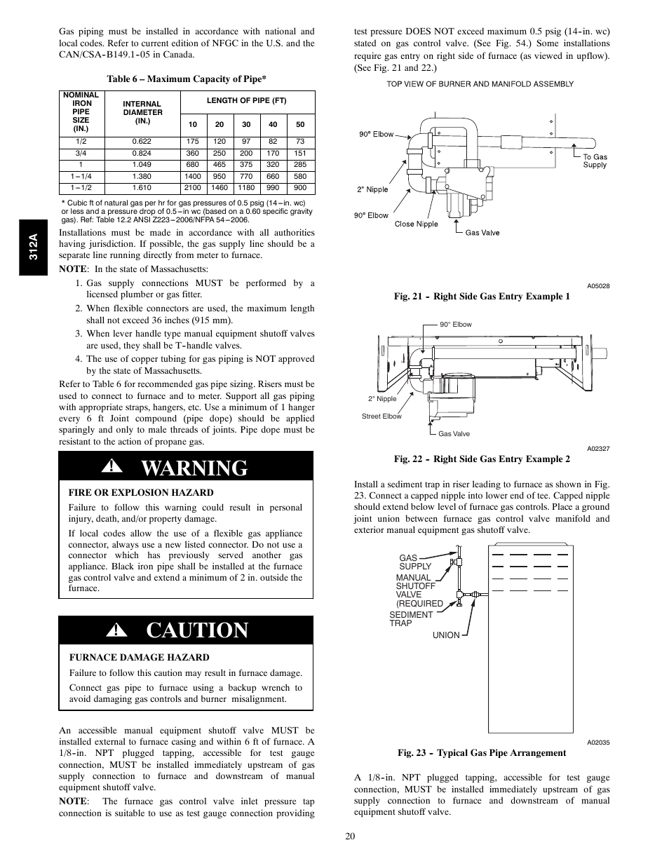 Warning, Caution | Bryant 2-stage Deluxe Induced-Combustion 4-way Multipurpose 120 User Manual | Page 20 / 58
