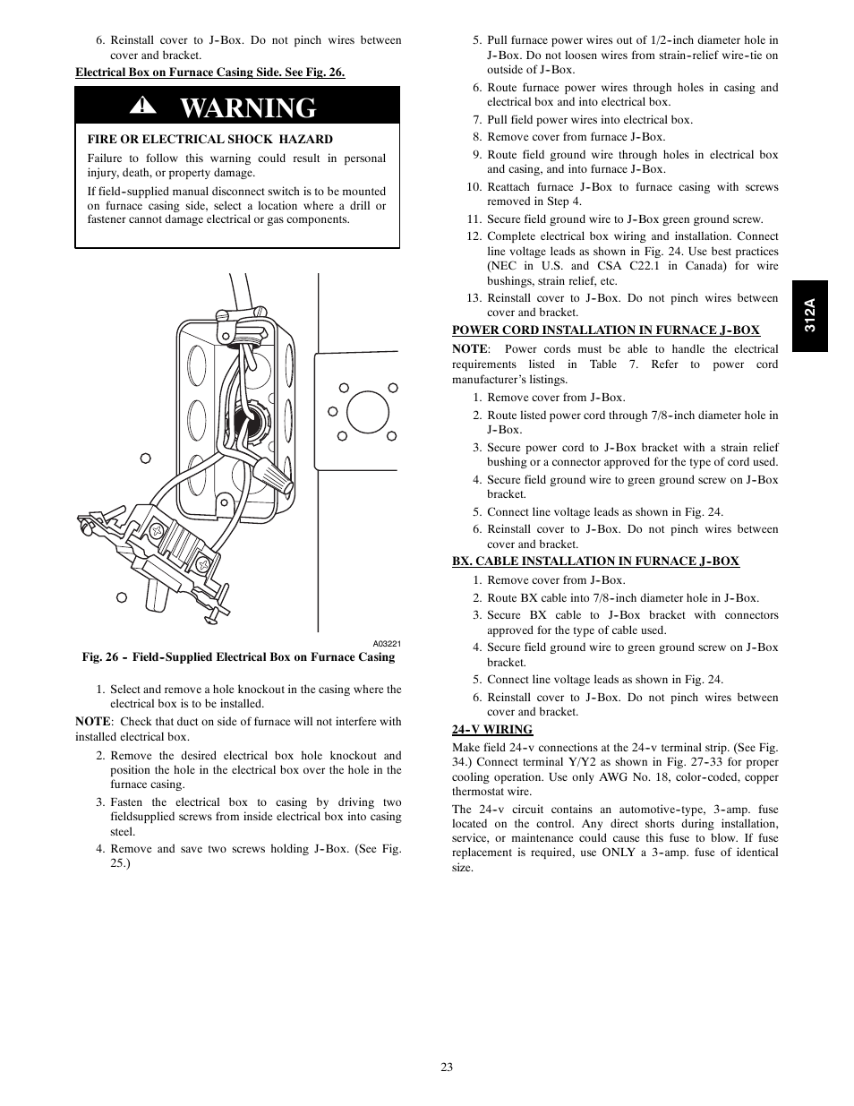 Warning | Bryant 2-stage Deluxe Induced-Combustion 4-way Multipurpose 120 User Manual | Page 23 / 58