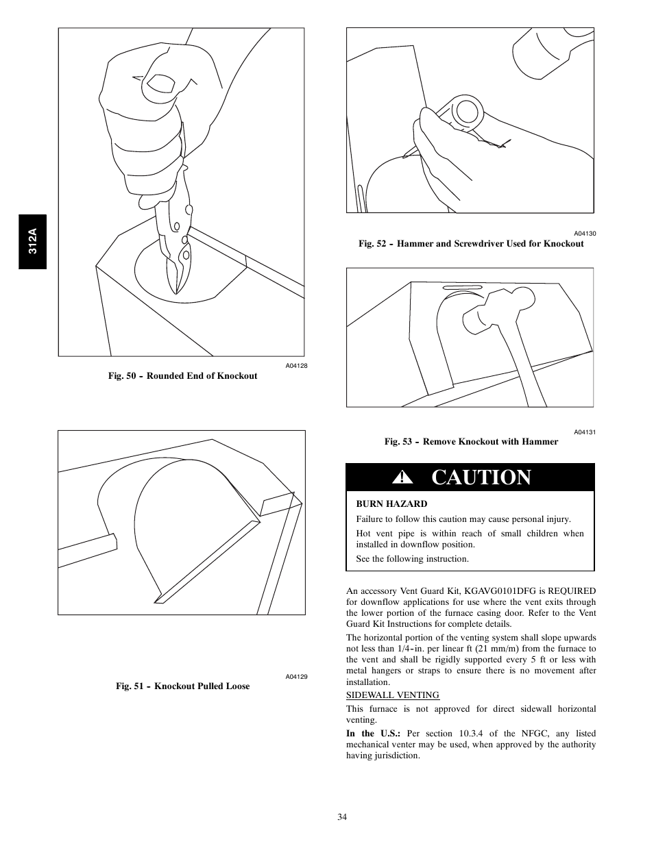 Caution | Bryant 2-stage Deluxe Induced-Combustion 4-way Multipurpose 120 User Manual | Page 34 / 58
