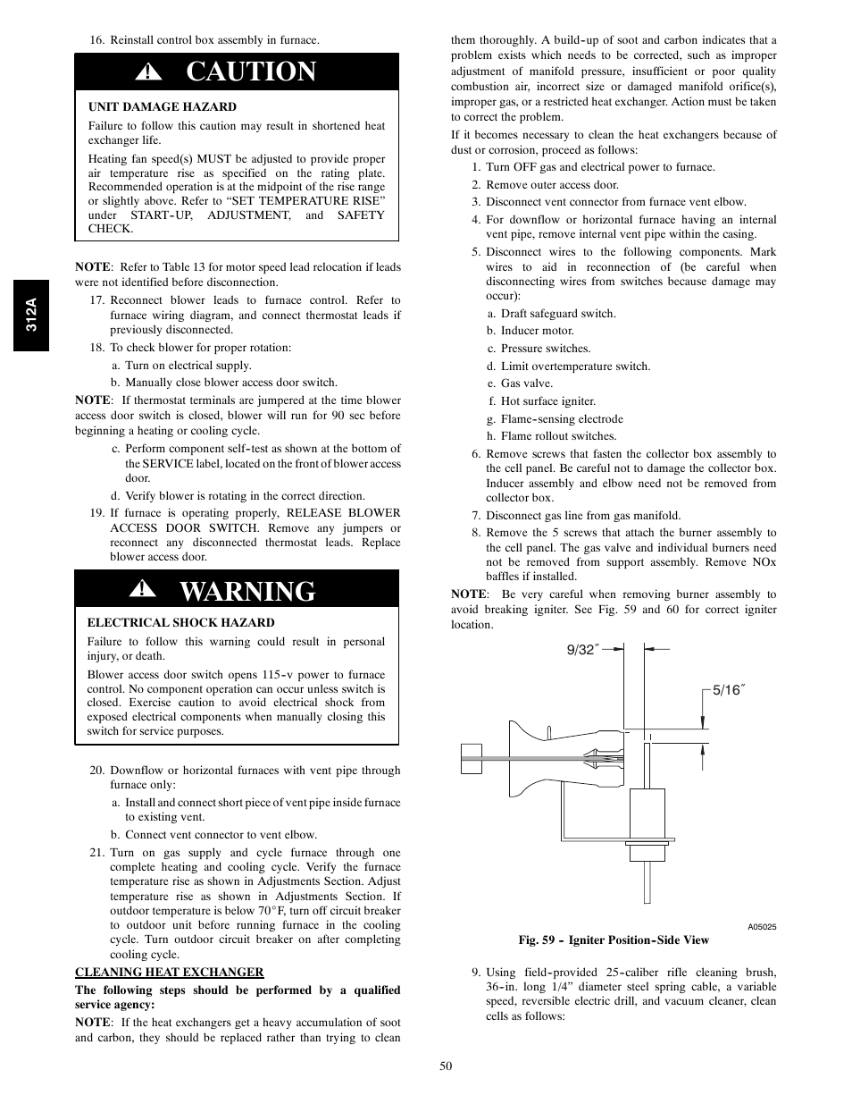 Caution, Warning | Bryant 2-stage Deluxe Induced-Combustion 4-way Multipurpose 120 User Manual | Page 50 / 58