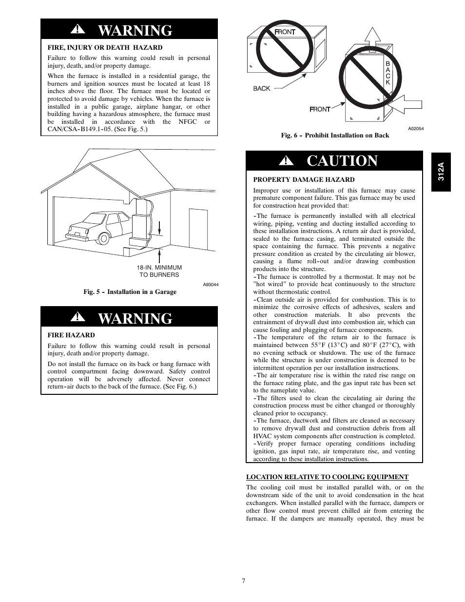 Warning, Caution | Bryant 2-stage Deluxe Induced-Combustion 4-way Multipurpose 120 User Manual | Page 7 / 58