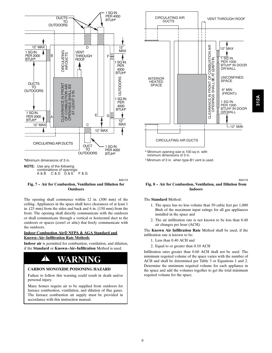 Warning | Bryant 2-stage Deluxe Induced-Combustion 4-way Multipurpose 120 User Manual | Page 9 / 58