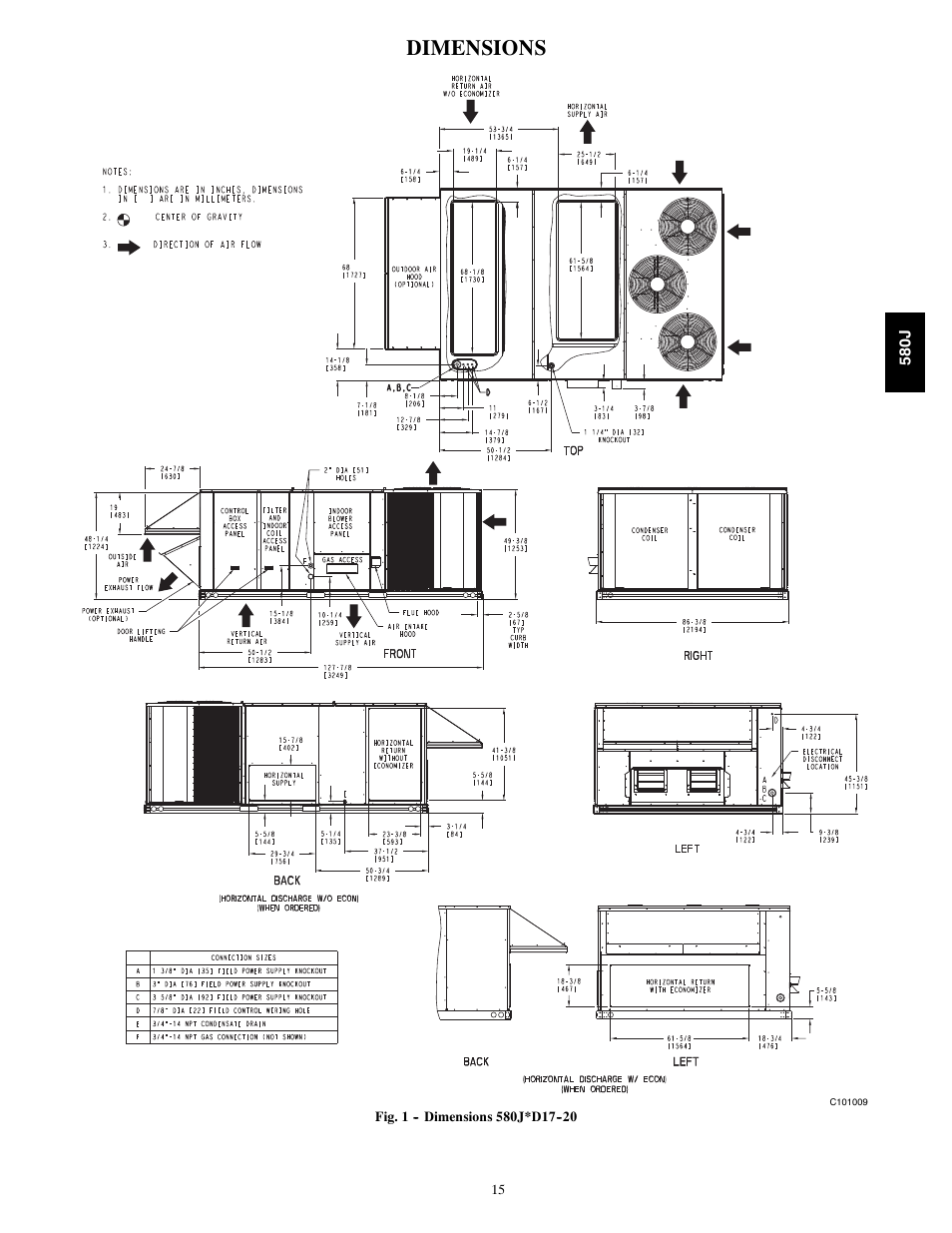 Dimensions | Bryant LEGACY 580J User Manual | Page 15 / 60
