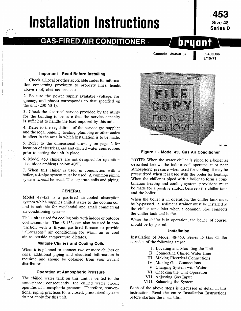 Bryant SERIES D 453 User Manual | 12 pages
