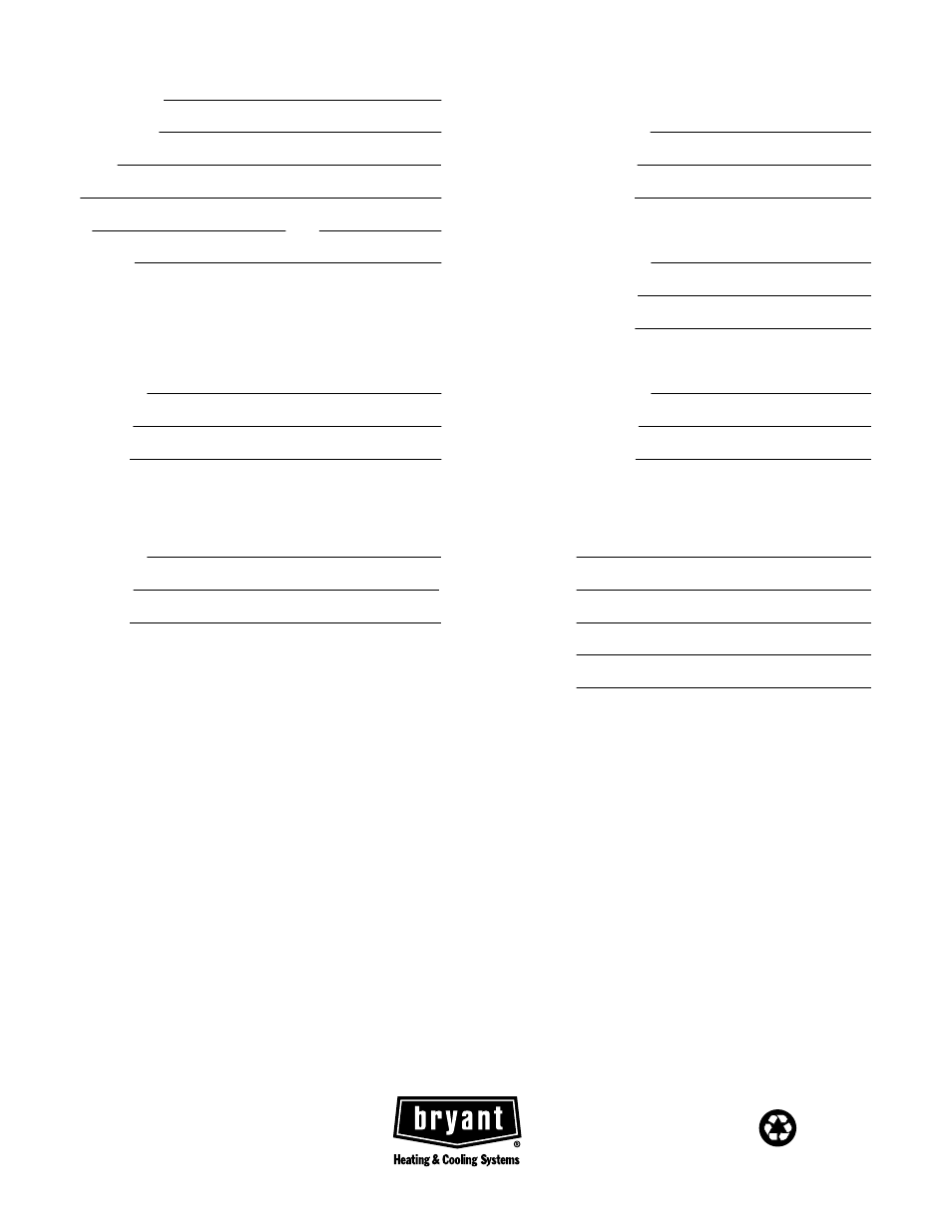 Bryant Quantum Plus CENTRAL AIR CONDITIONER User Manual | Page 8 / 8