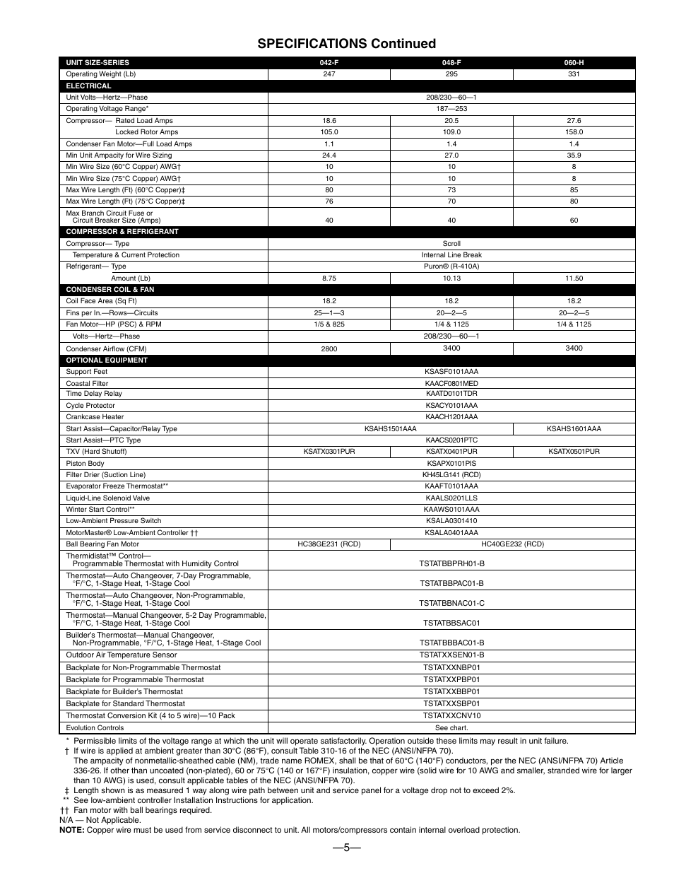 Specifications continued | Bryant 550A User Manual | Page 5 / 44