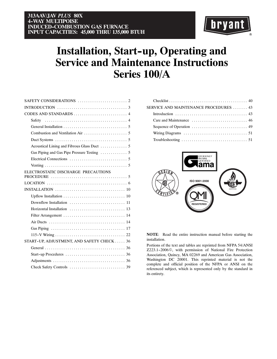 Bryant 313AAV User Manual | 54 pages