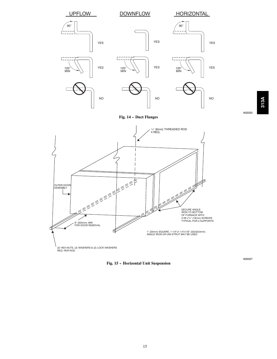 Upflow downflow horizontal, 313a | Bryant 313AAV User Manual | Page 15 / 54
