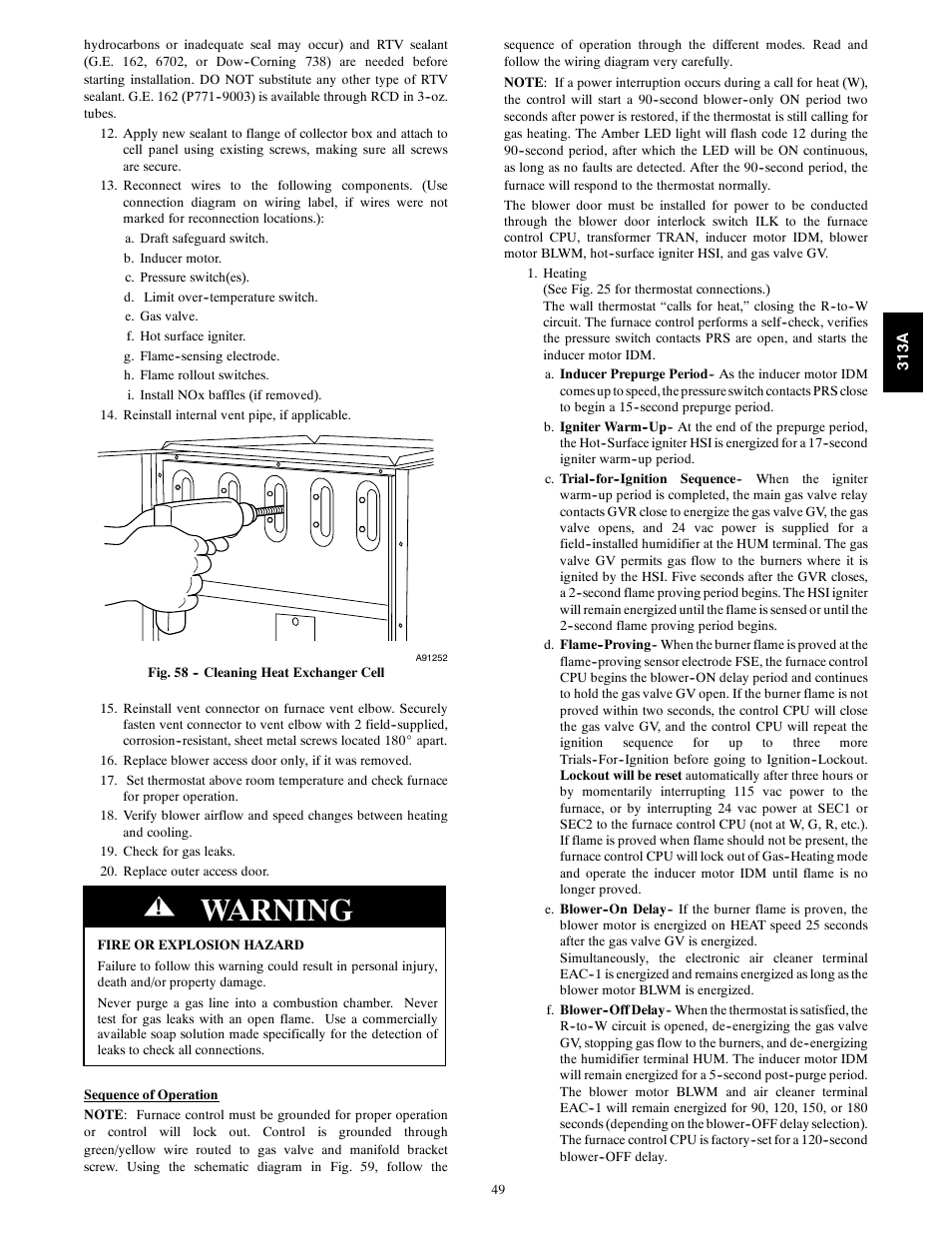 Warning | Bryant 313AAV User Manual | Page 49 / 54