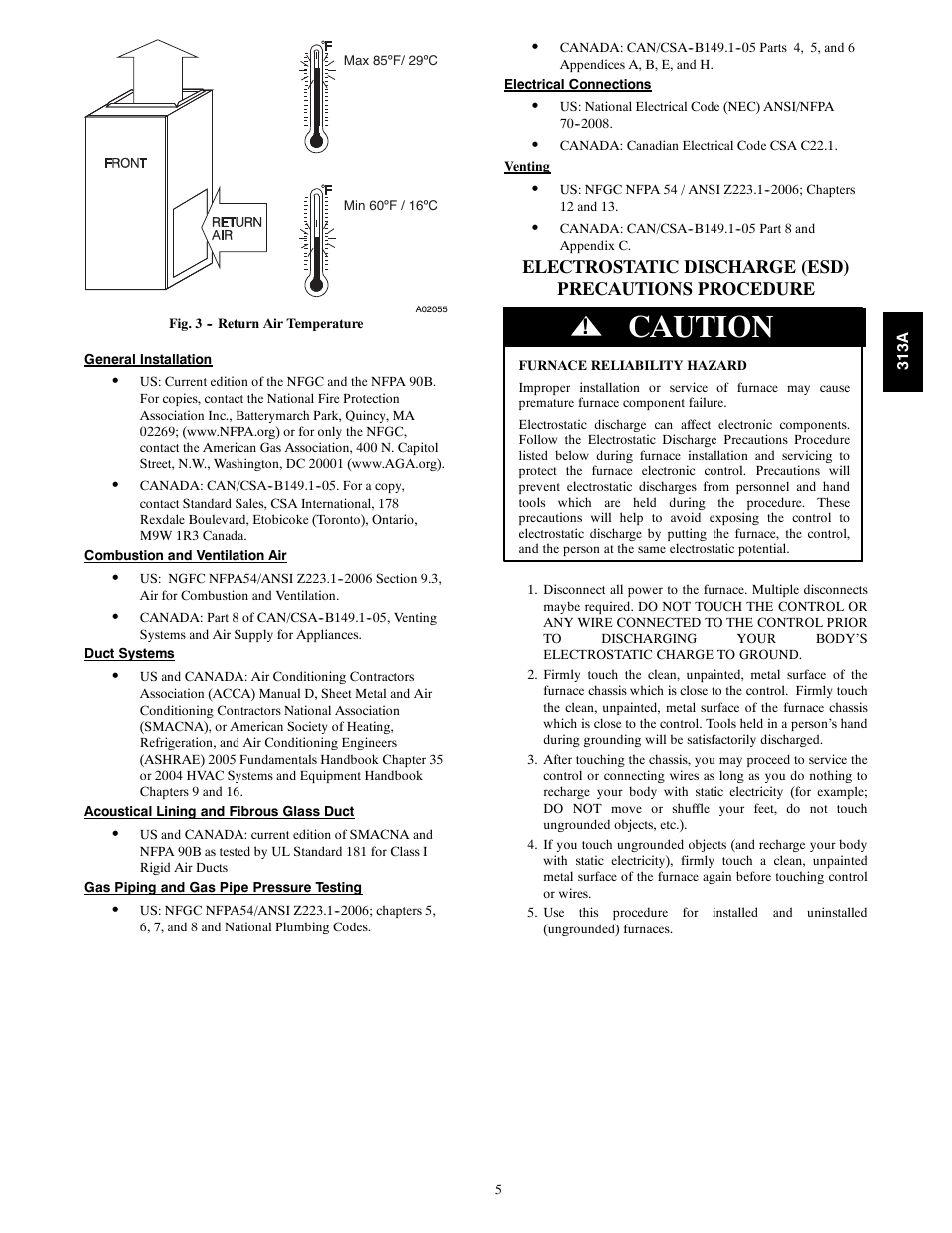 Caution | Bryant 313AAV User Manual | Page 5 / 54