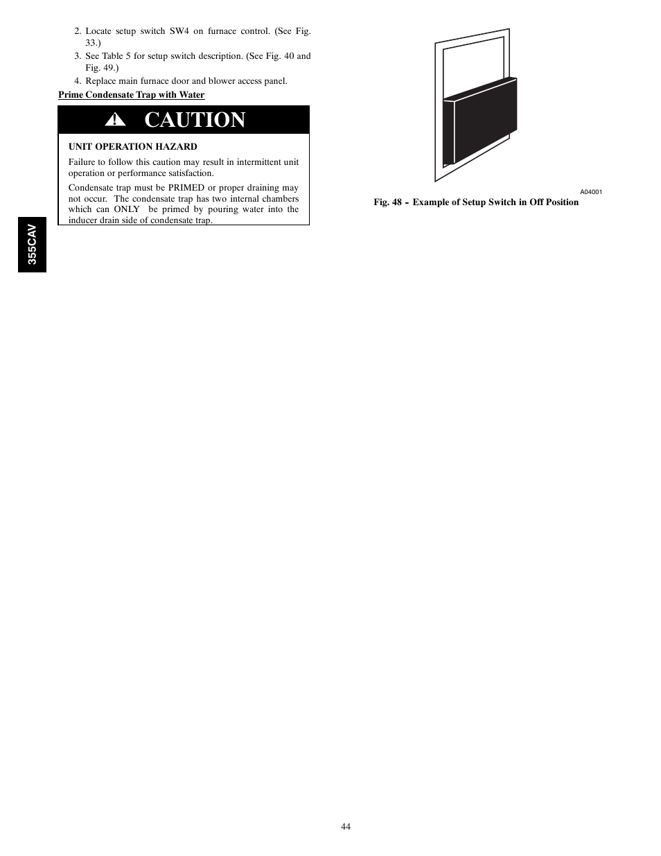 Caution | Bryant Condensing Gas 355CAV User Manual | Page 44 / 60