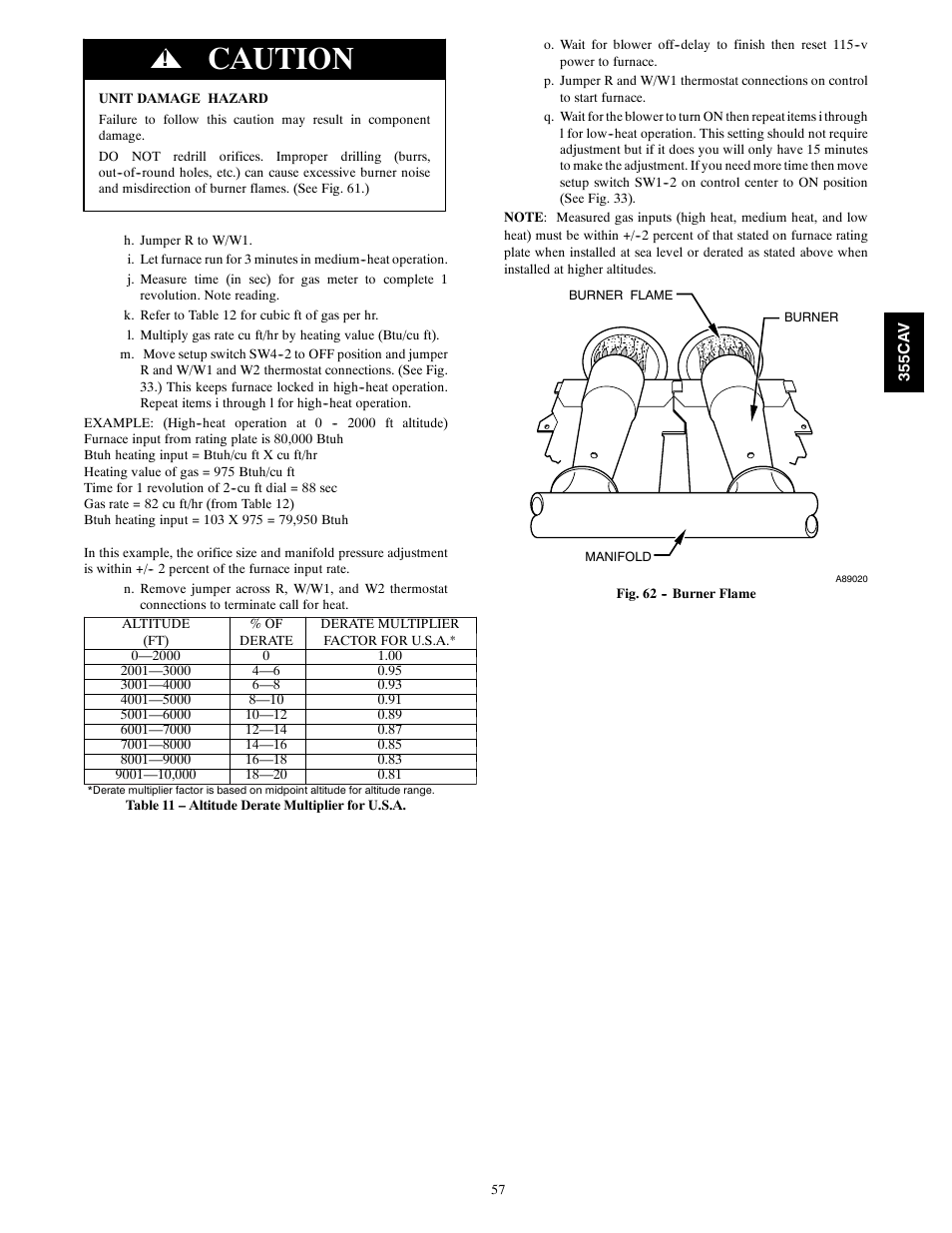 Caution | Bryant Condensing Gas 355CAV User Manual | Page 57 / 60