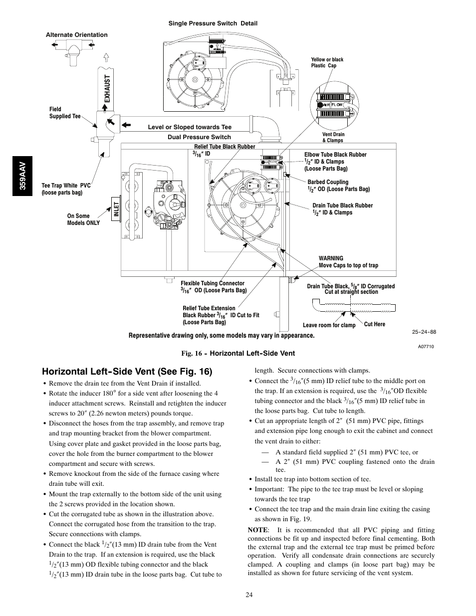 Horizontal left--side vent (see fig. 16) | Bryant 4-WAY MULTIPOISE 359AAV User Manual | Page 24 / 44
